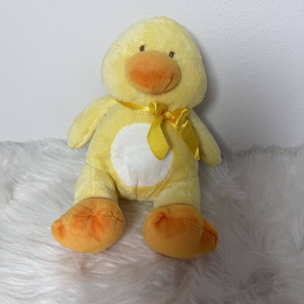 Wal-Mart Yellow Duck Chick Ribbon Sitting White Belly Chubby 8” Easter Plush